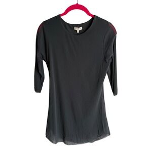 NWT ANTHROPOLOGIE WESTON WEAR‎ Dark Grey Sheer 3/4 Length Sleeve Ladies Top, L